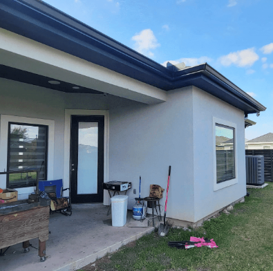 Black gutters installation