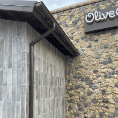 Half Round Gutter installed at Olive Garden in RGV Texas